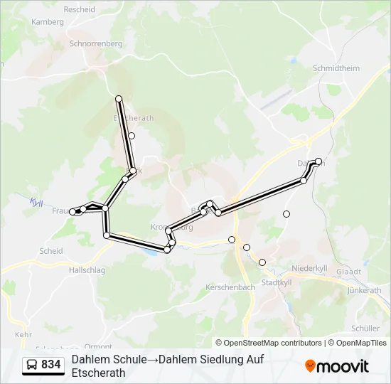 834 Bus Line Map
