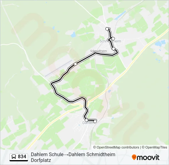 834 Bus Line Map
