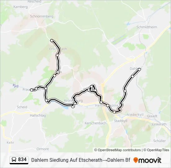 834 Bus Line Map