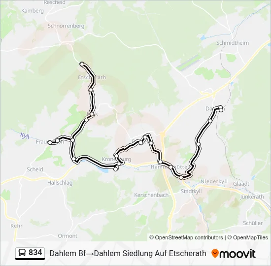 834 Bus Line Map