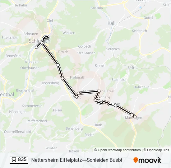 835 Bus Line Map