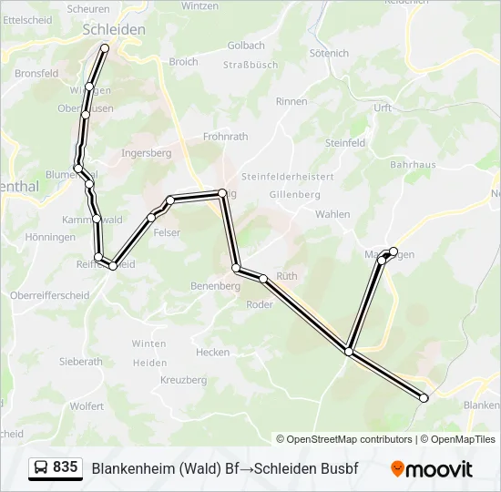 835 Bus Line Map