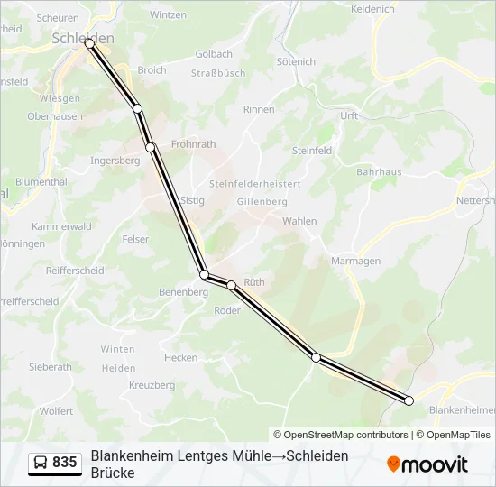 835 Bus Line Map