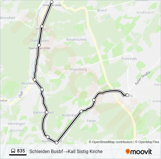 835 Bus Line Map