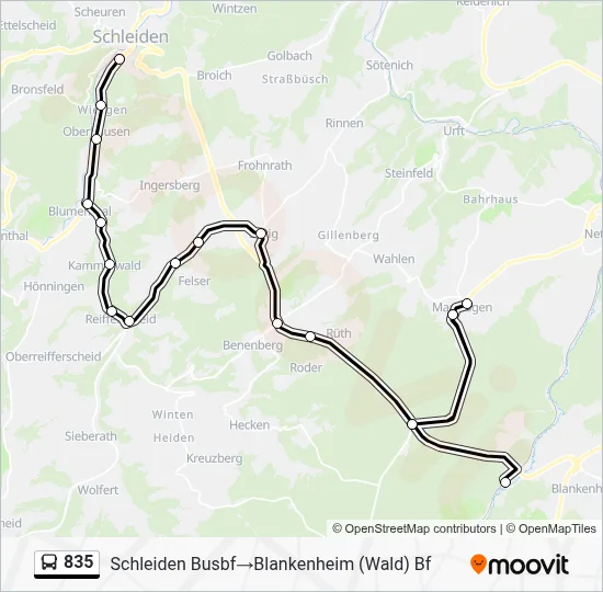 835 Bus Line Map