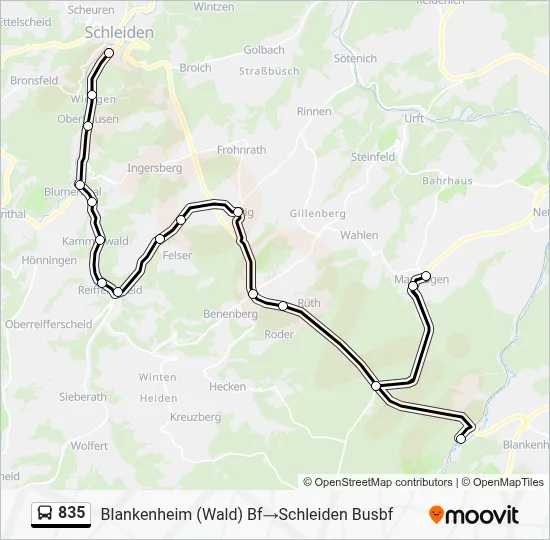 835 Bus Line Map