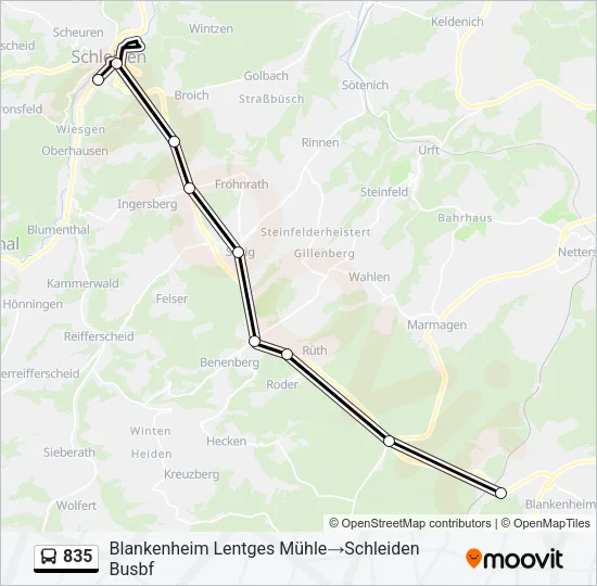 835 Bus Line Map