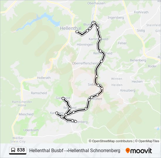 838 bus Line Map