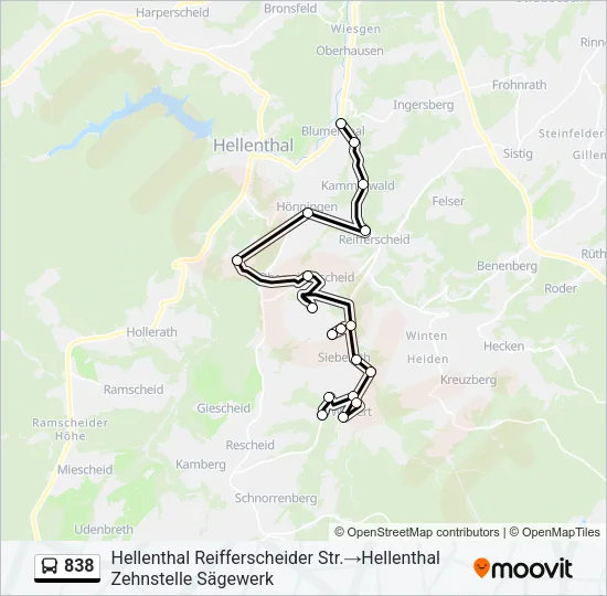 838 Bus Line Map