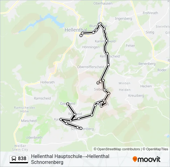 838 Bus Line Map