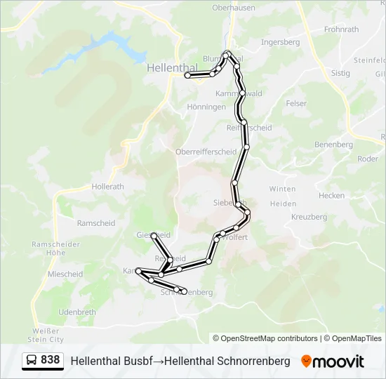 838 Bus Line Map