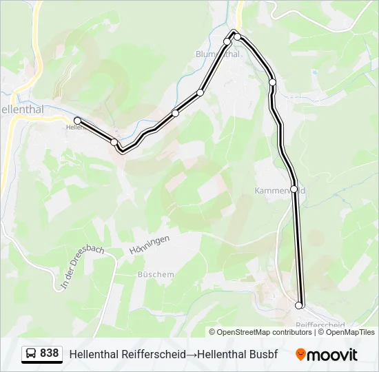 838 Bus Line Map
