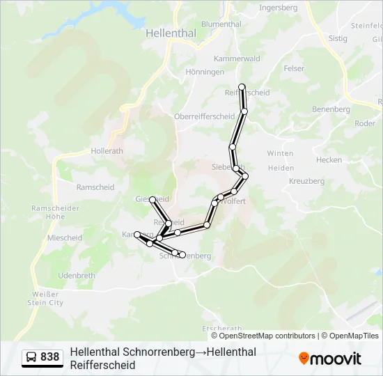 838 Bus Line Map