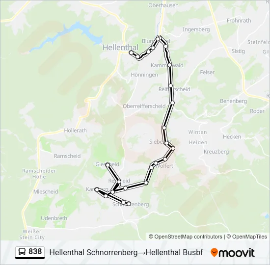 838 Bus Line Map