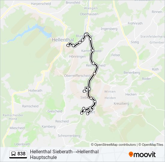 838 Route Schedules, Stops & Maps Hellenthal Sieberath→Hellenthal