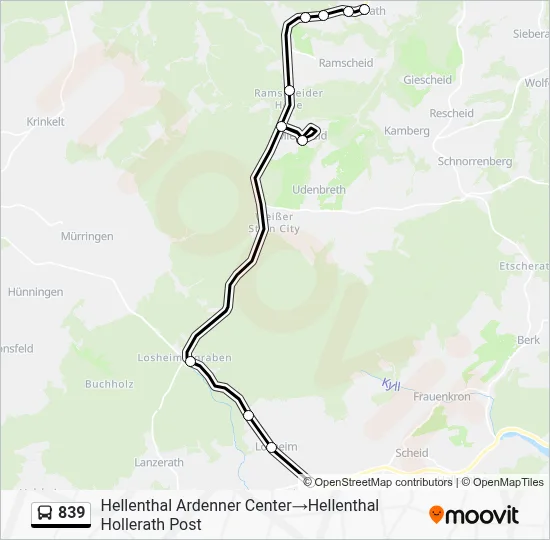 Buslinie 839 Karte