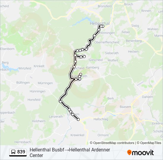 839 bus Line Map