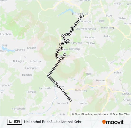 839 Bus Line Map