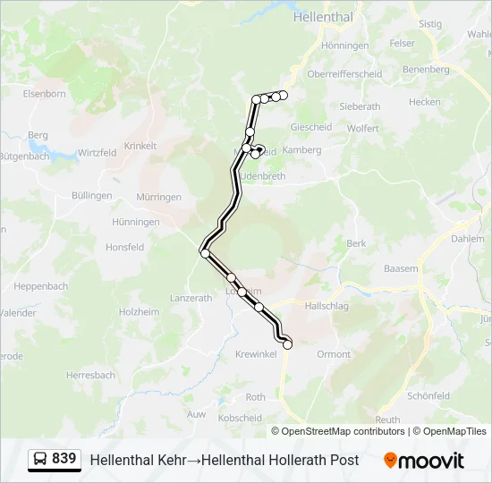 839 Bus Line Map
