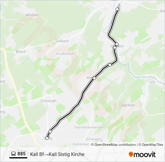 885 Bus Line Map