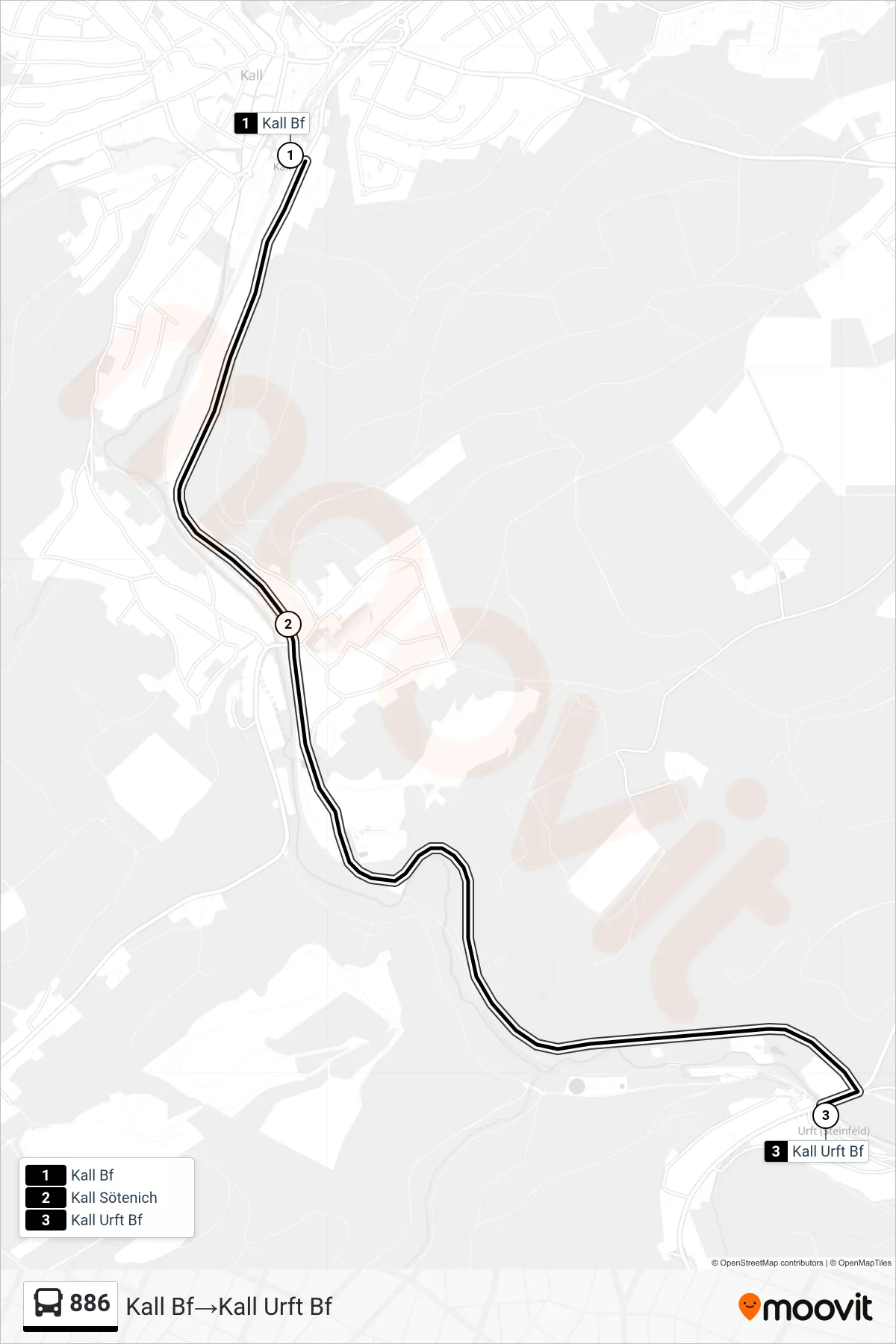 886 bus Line (Kall Bf→Kall Urft Bf) route and stops on a map