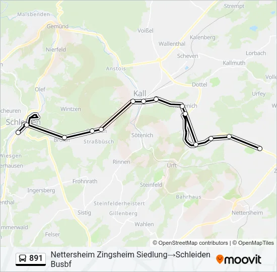 891 Bus Line Map