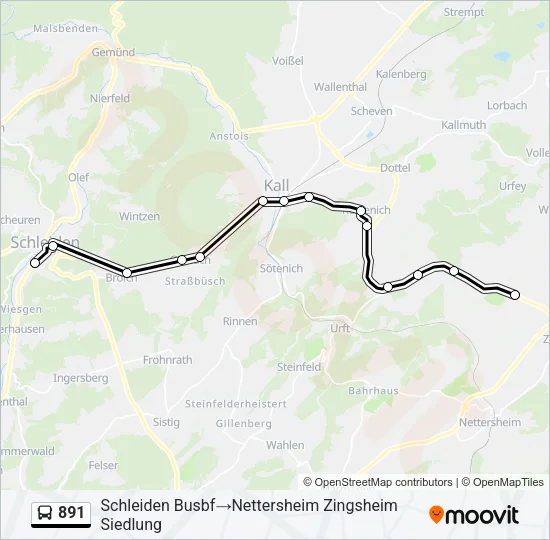 891 Bus Line Map