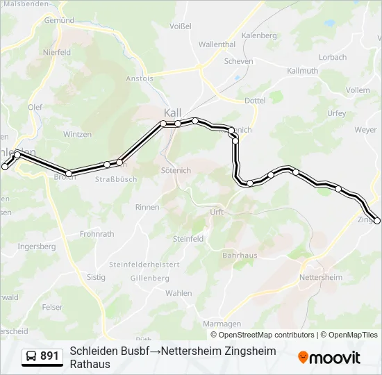 891 Bus Line Map