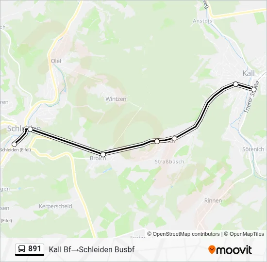 891 Bus Line Map