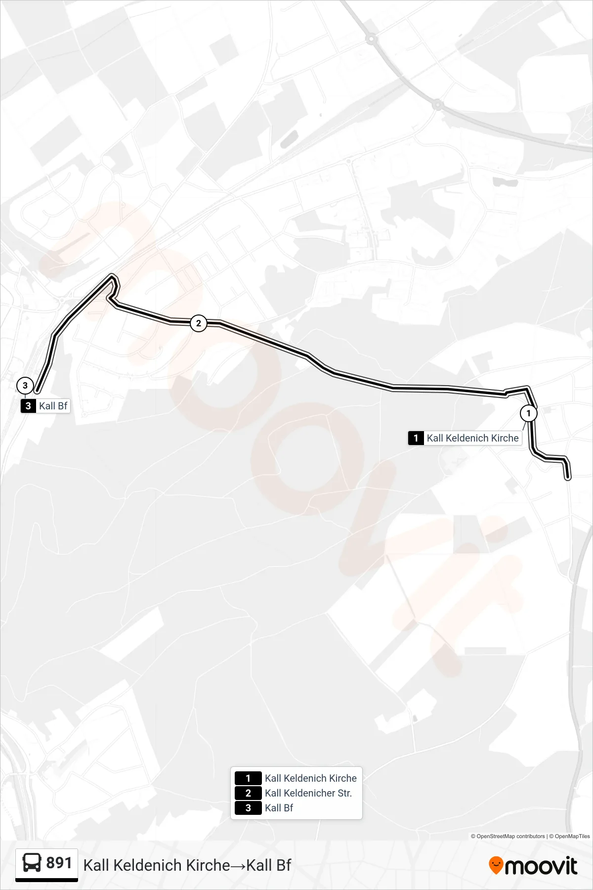 Linie 891 (Bus) Richtung Kall Keldenich Kirche‎→Kall Bf: Route und Haltestellen auf der Karte