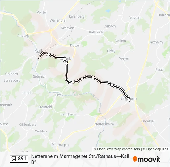 891 Bus Line Map