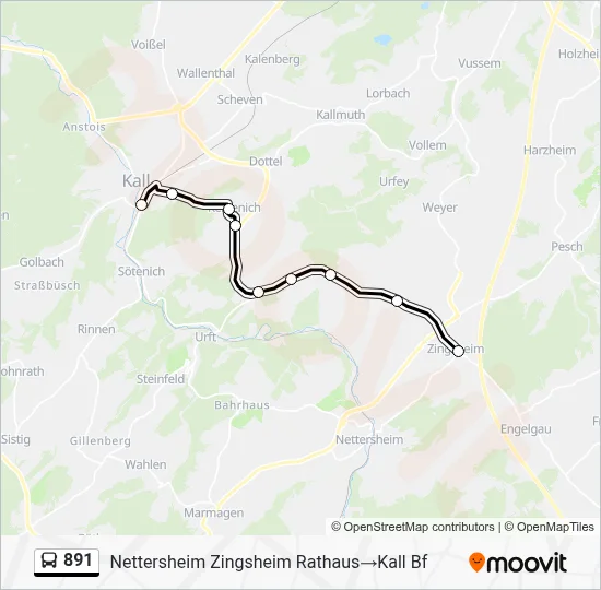 891 Bus Line Map