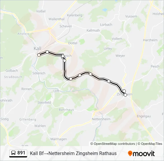 891 Bus Line Map