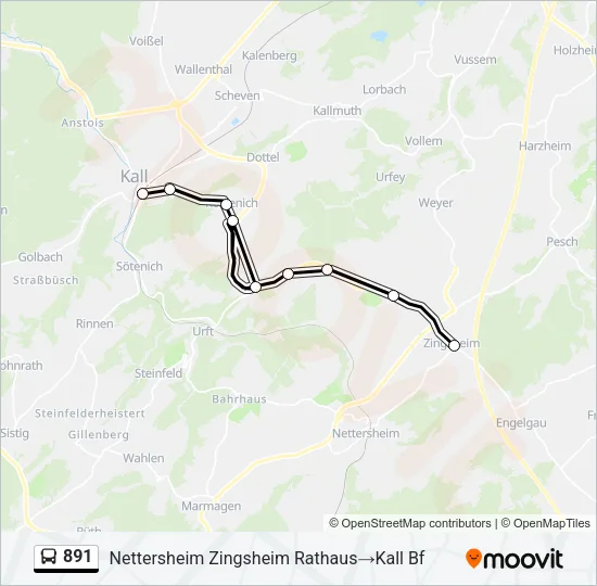 891 Bus Line Map