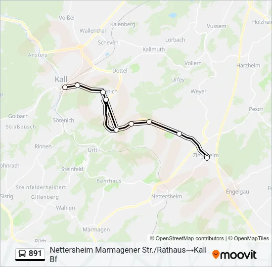 891 Bus Line Map