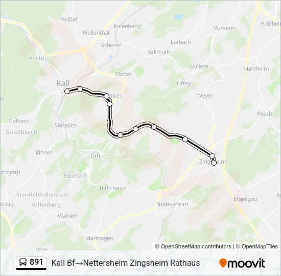 891 Bus Line Map