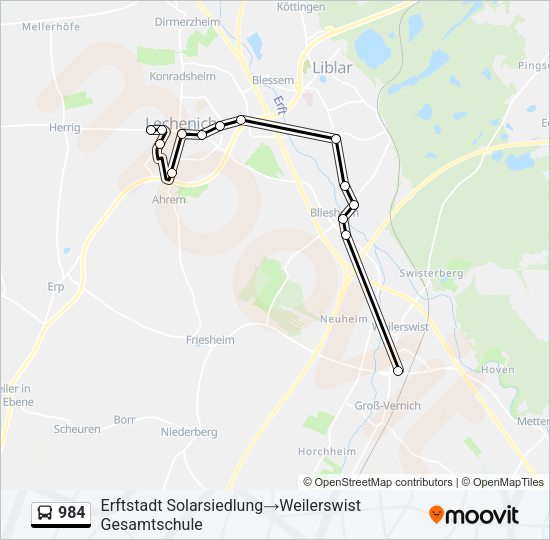 984 Bus Line Map