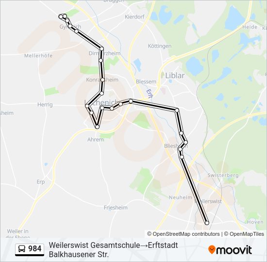 984 Bus Line Map