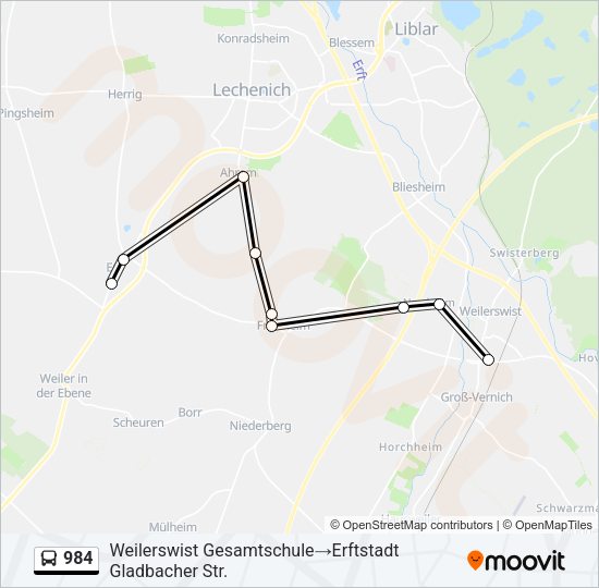984 Bus Line Map