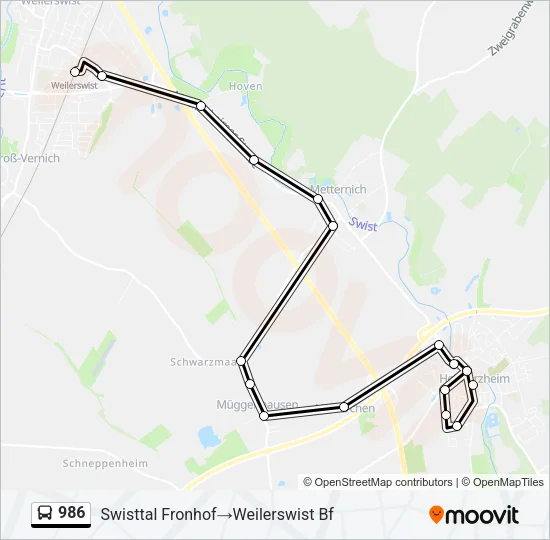 986 Bus Line Map