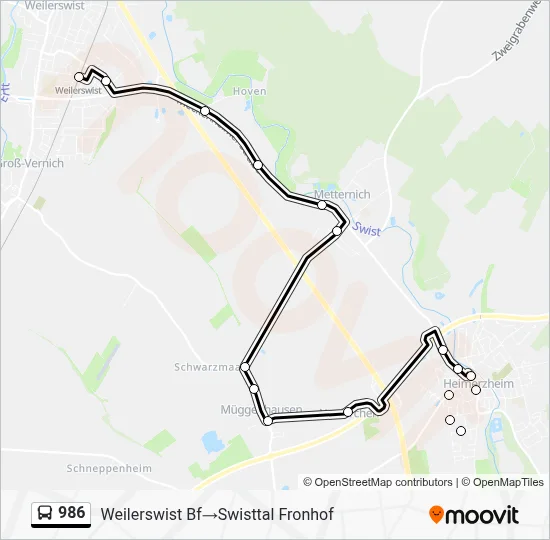 986 Bus Line Map