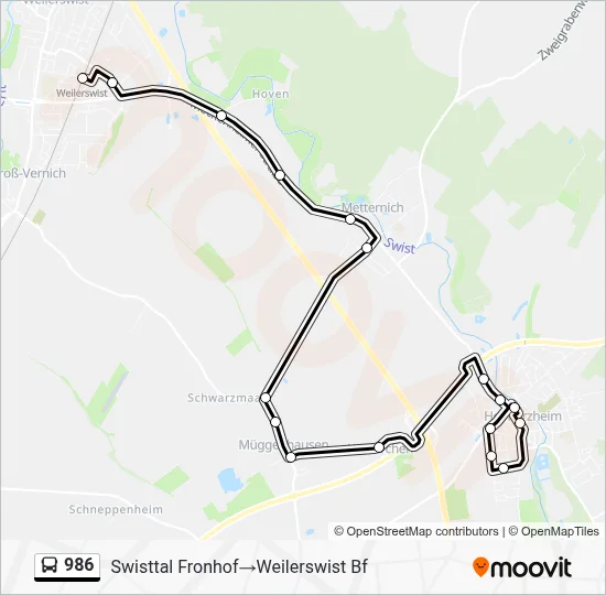 986 Bus Line Map