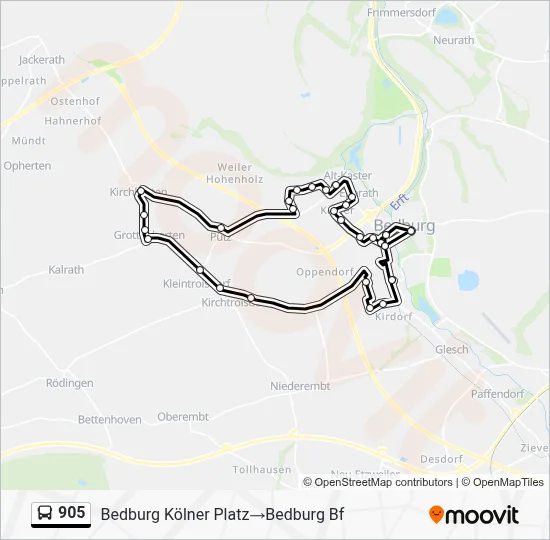 Buslinie 905 Karte