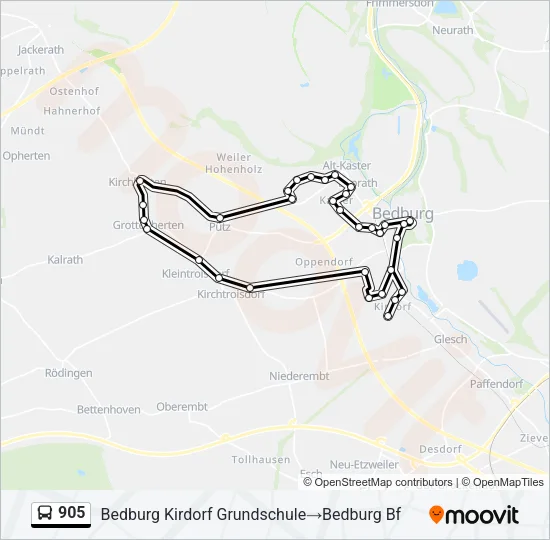905 Bus Line Map