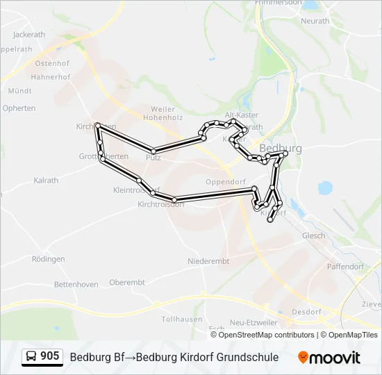 905 Bus Line Map