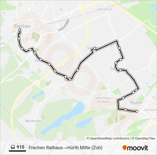 910 Bus Line Map