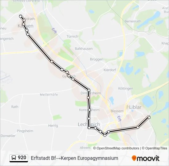 Автобус 920: карта маршрута