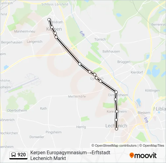 Автобус 920: карта маршрута