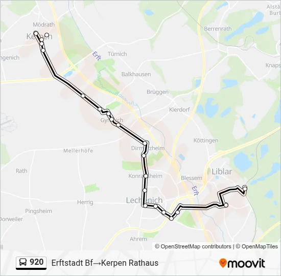 Buslinie 920 Karte
