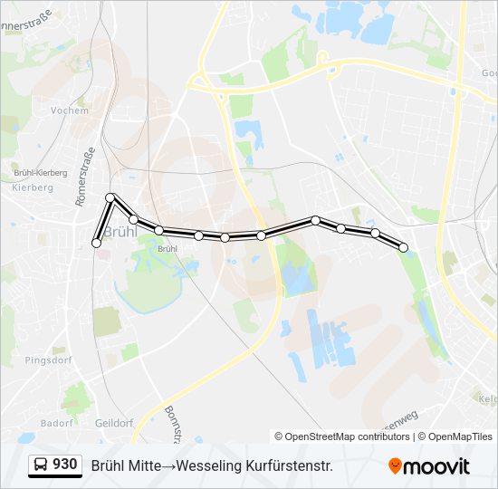Автобус 930: карта маршрута
